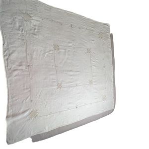 Vintage Fine Unbleached Linen Madeira Tablecloth